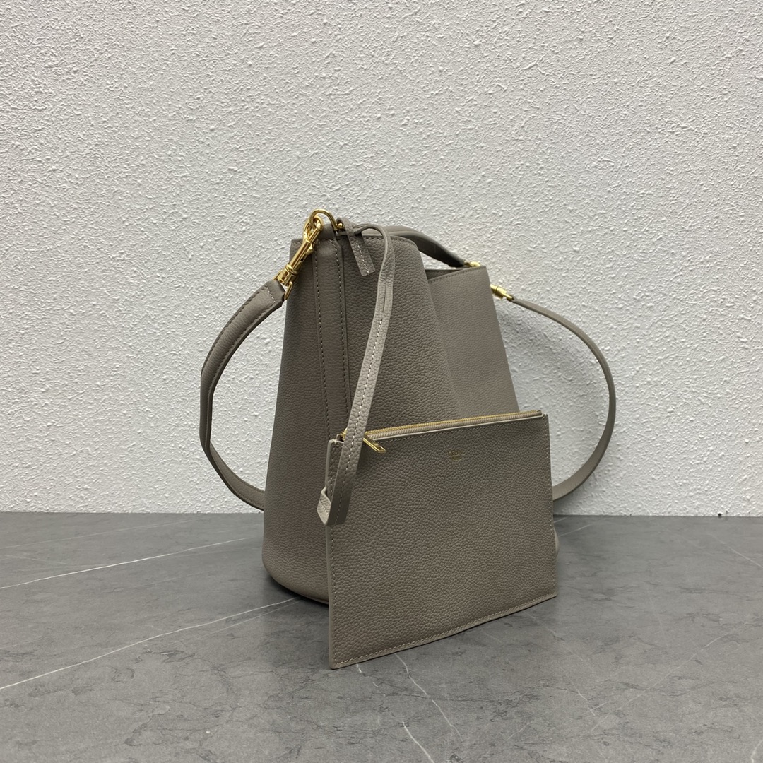 Celine Bucket 16 Smooth Calfskin Handbag Shoulder Bag Grey 195573